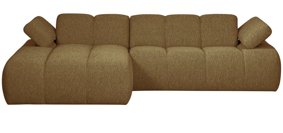 woood Chaiselongue Sofa MOJO links Bouclé gelbbraun melange