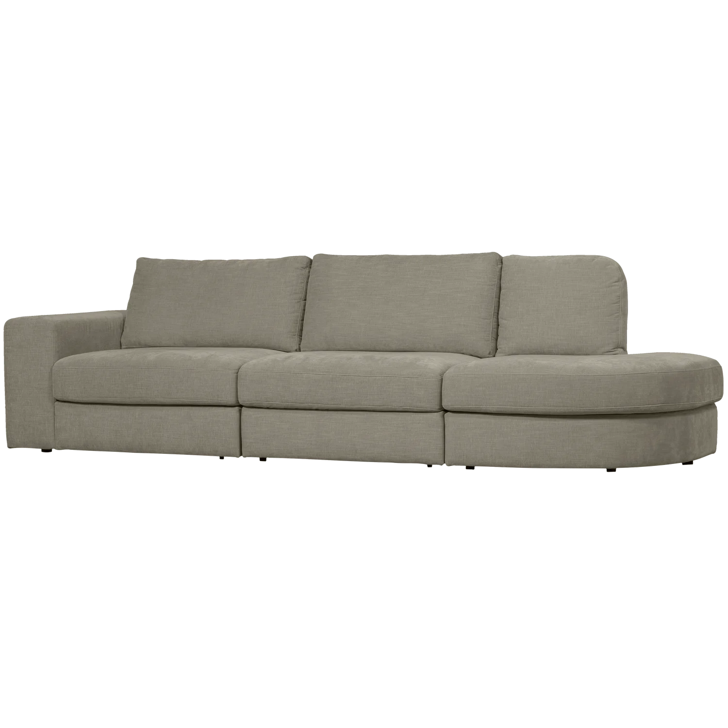 2,5 Sitzer Sofa FAMILY Webstoff warmes grau mit Rundung rechts Kopie