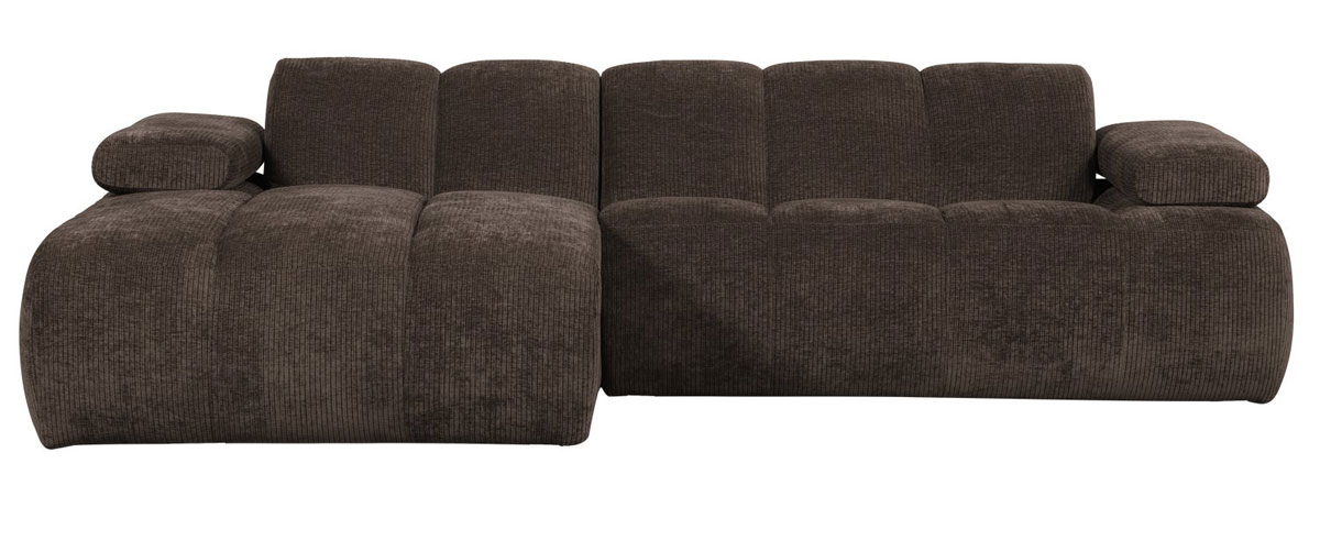 woood Chaiselongue Sofa MOJO links gerippter Stoff braun