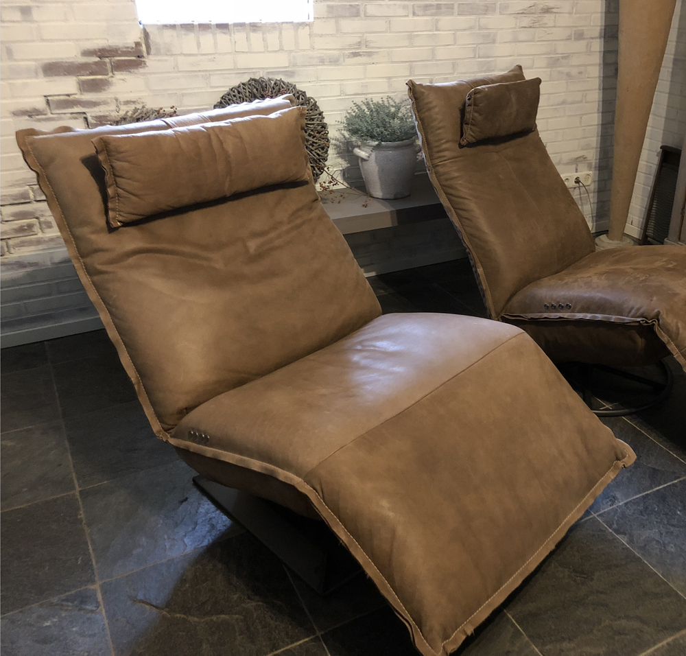Relaxsessel LOOS elektrisch verstellbar incl. Akku Leder Vintage cognac