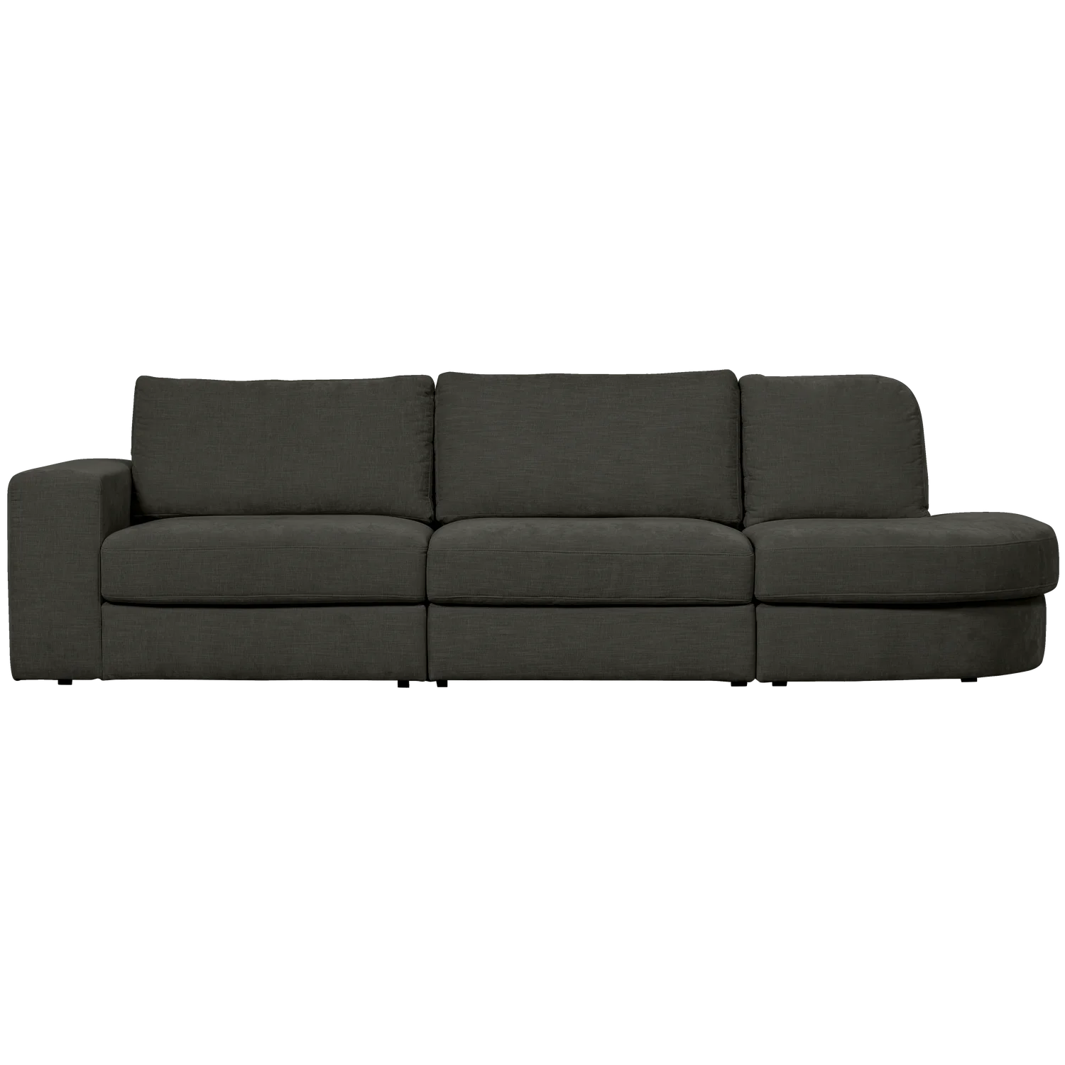2,5 Sitzer Sofa FAMILY Webstoff anthrazit mit Rundung rechts