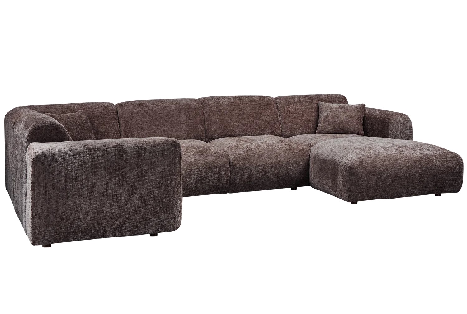 Wohnlandschaft Ecksofa links weicher Chenille Stoff braun