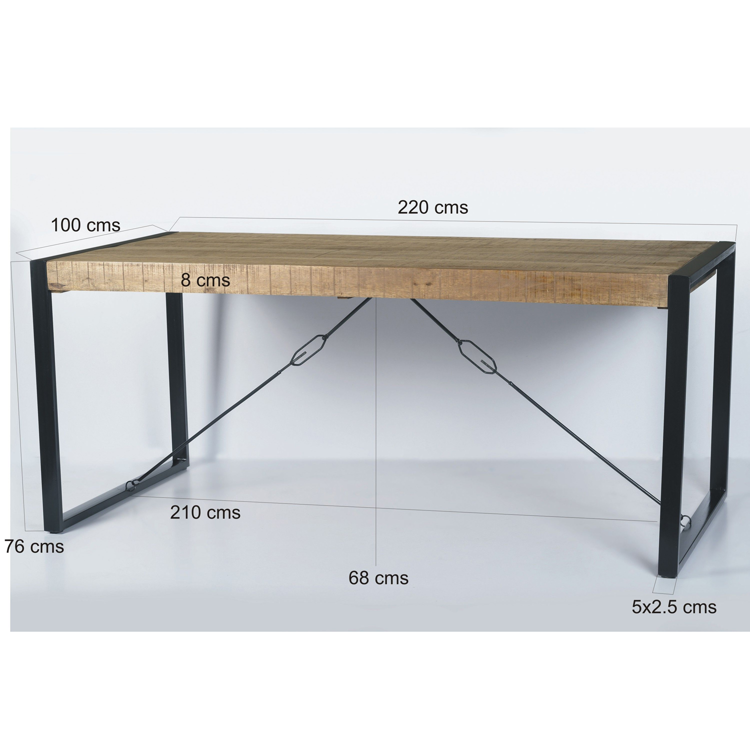 Esstisch Nairobi 220 x 100 cm Mango Holz Metall
