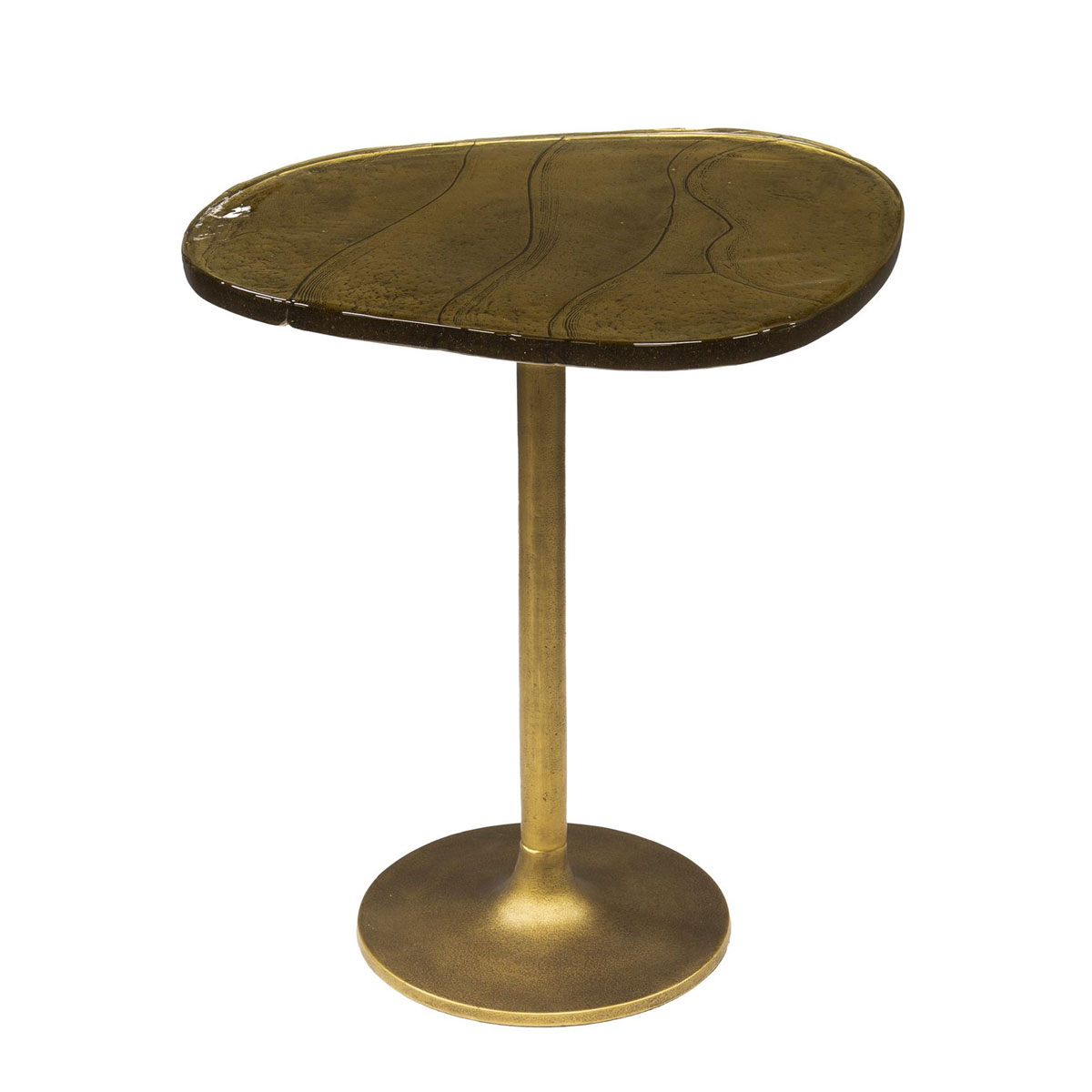 Beistelltisch Ellipse M Metall Glas Gold antik Finish