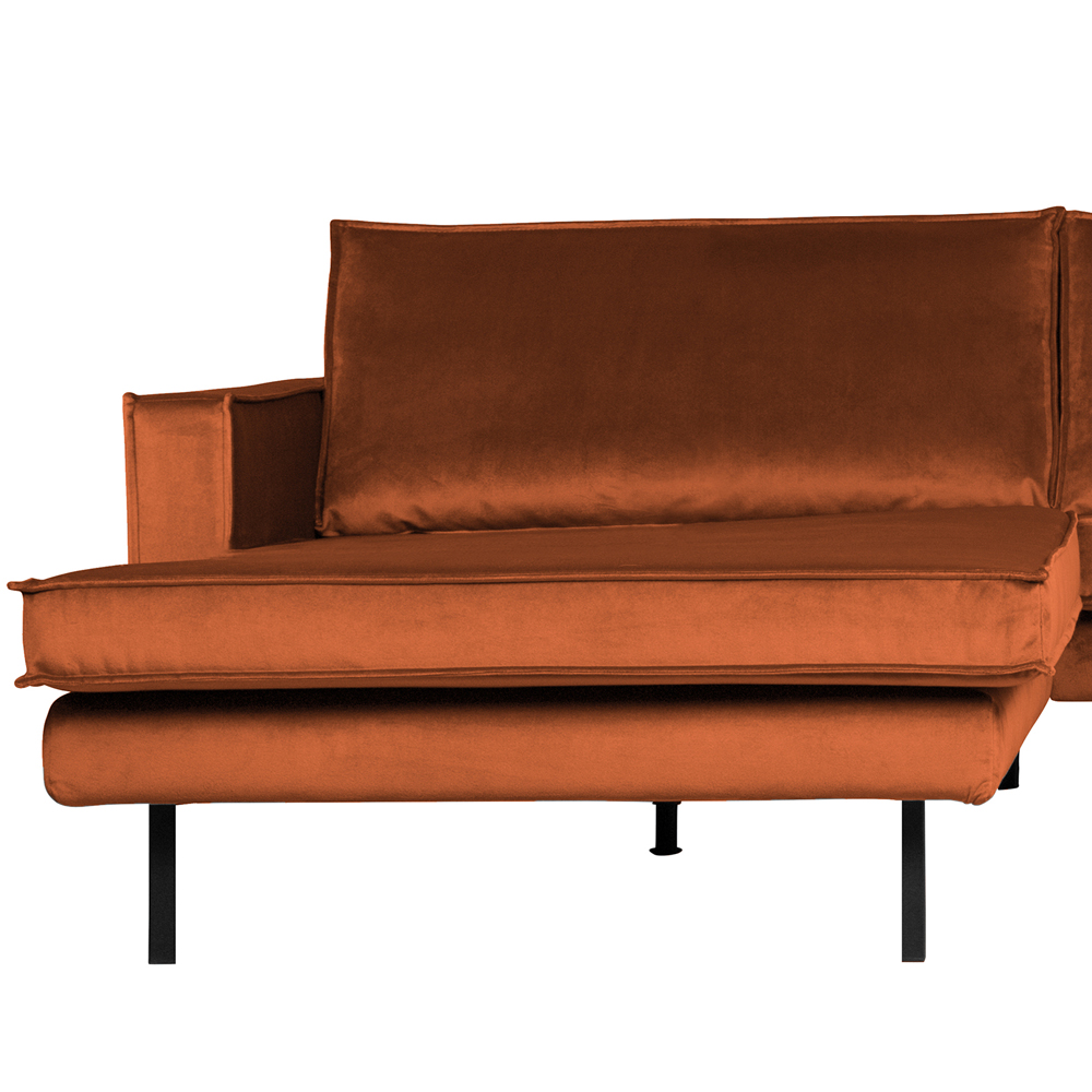 Ecksofa Rodeo Samt rostfarben Recamiere Links