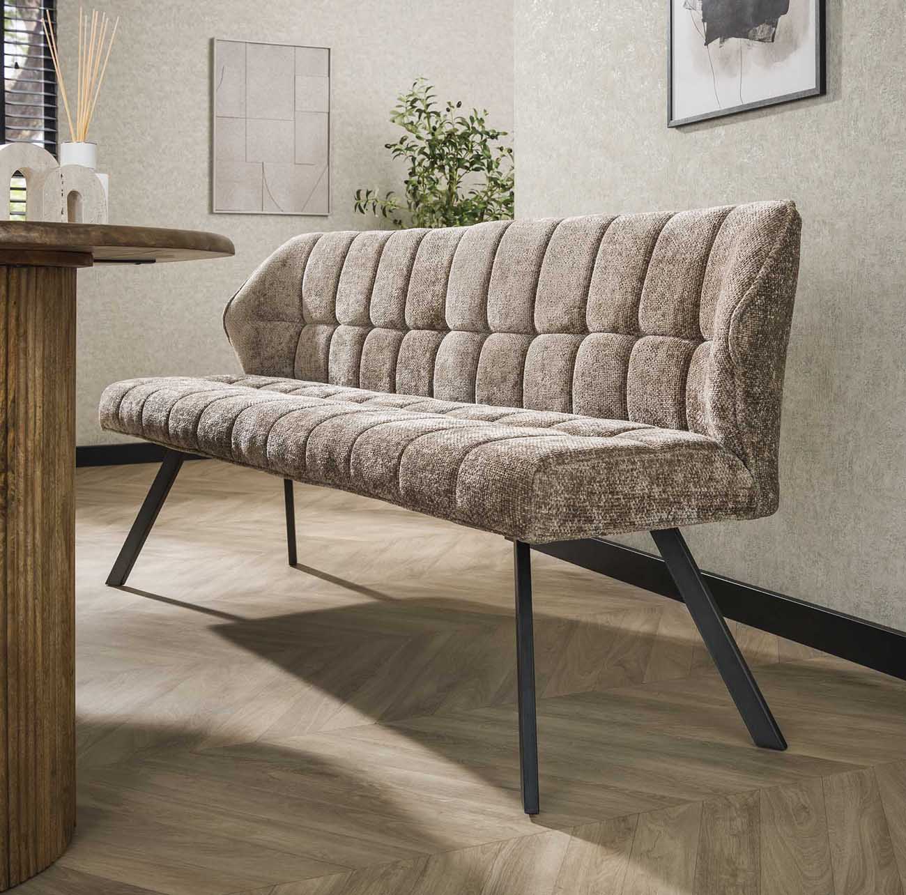 Esstischbank FINO 180 cm weiches Chenille champagne
