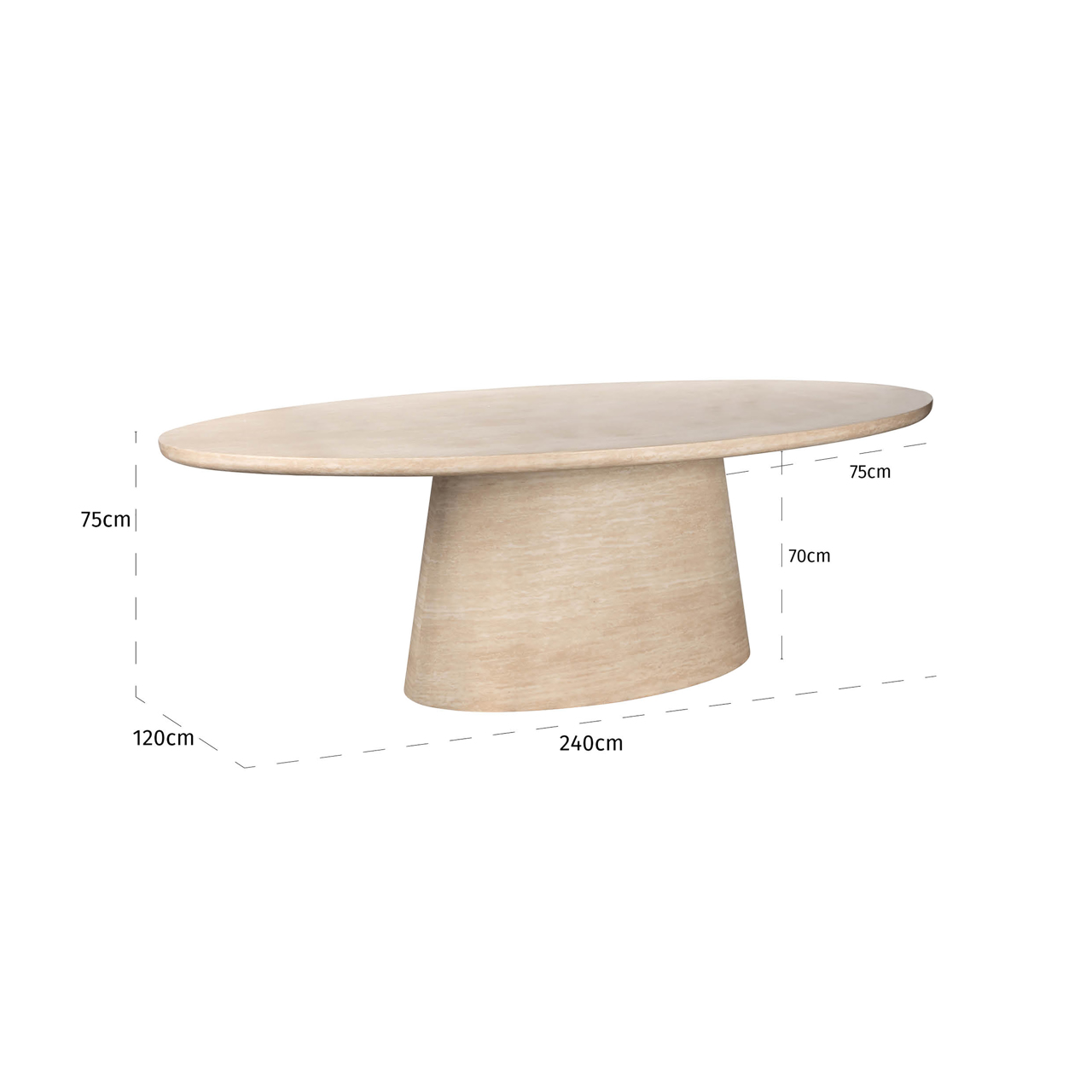 Esstisch FICTUS 240 cm oval Travertin Optik beige