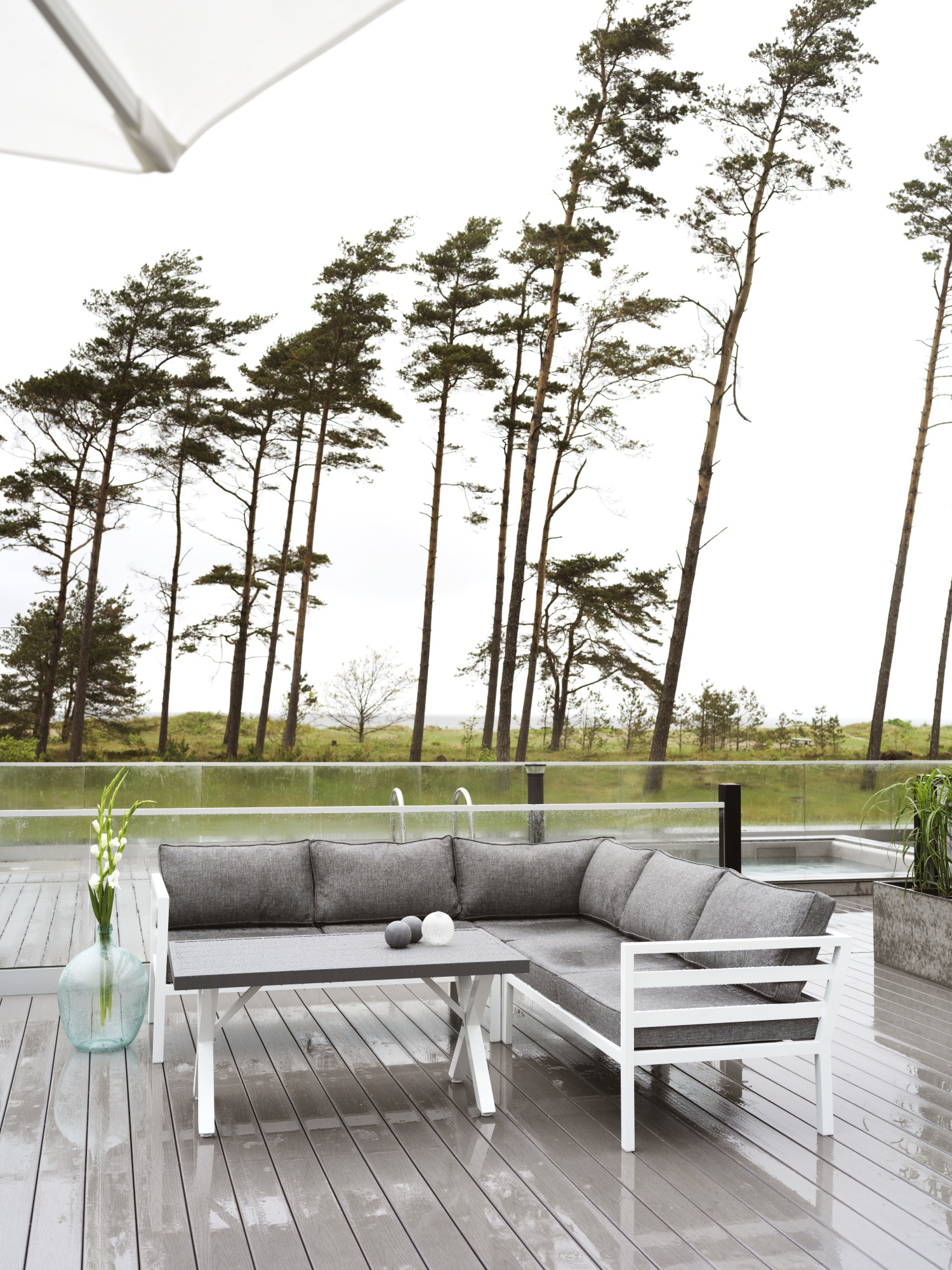 Ecksofa Garten Lounge Set WELDON incl.Sitzkissen weiss