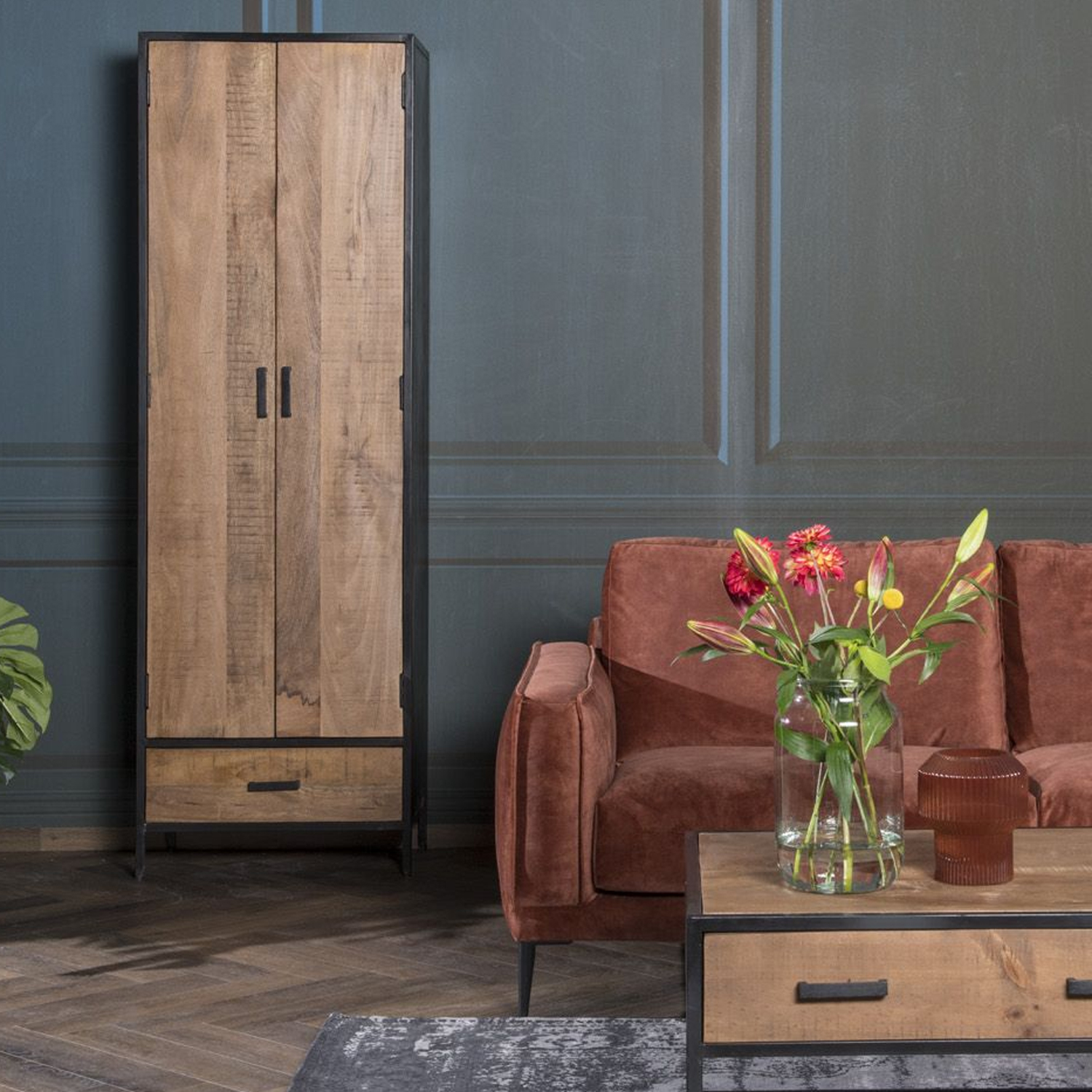 Schrank Wohnzimmerschrank Sturdy 2 Türen Mango Holz