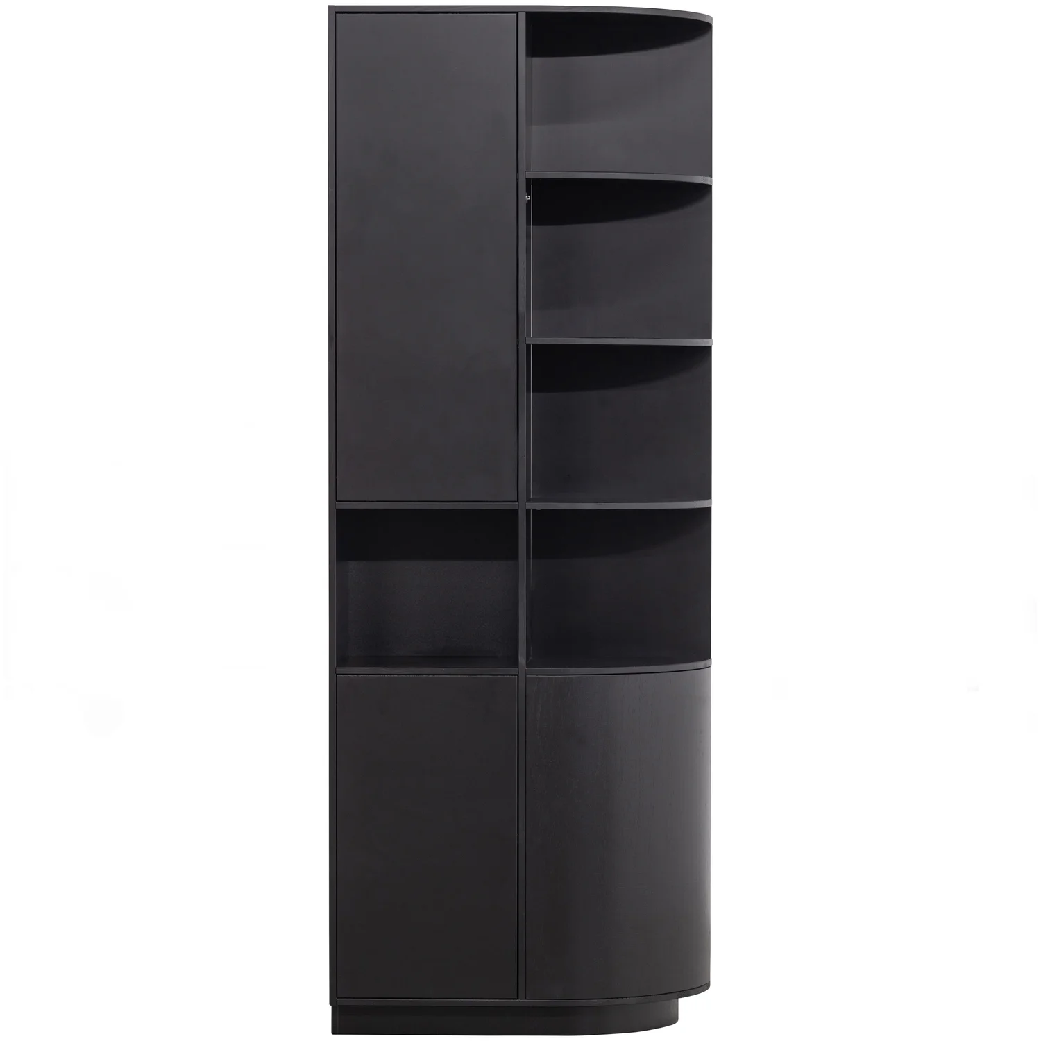 Schrank FINCA H 210 cm rund rechts Kiefer Massivholz tiefschwarz Aufbewahrungsschrank