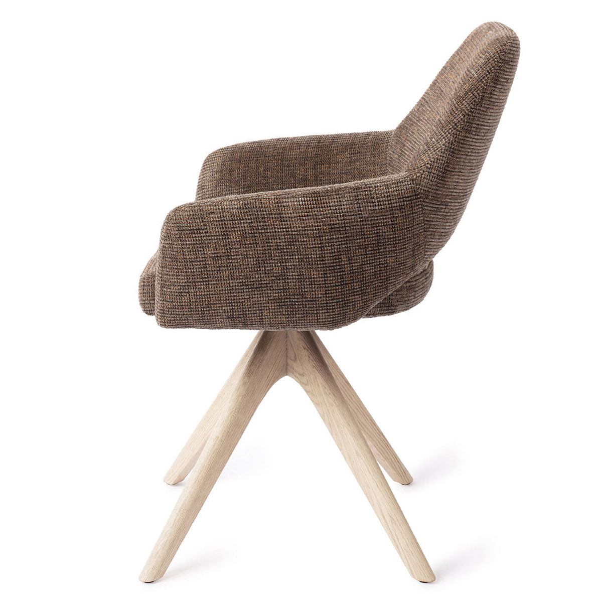 Esszimmerstuhl YANAI drehbar – Kastanie mit Gestell in Eiche gebleicht