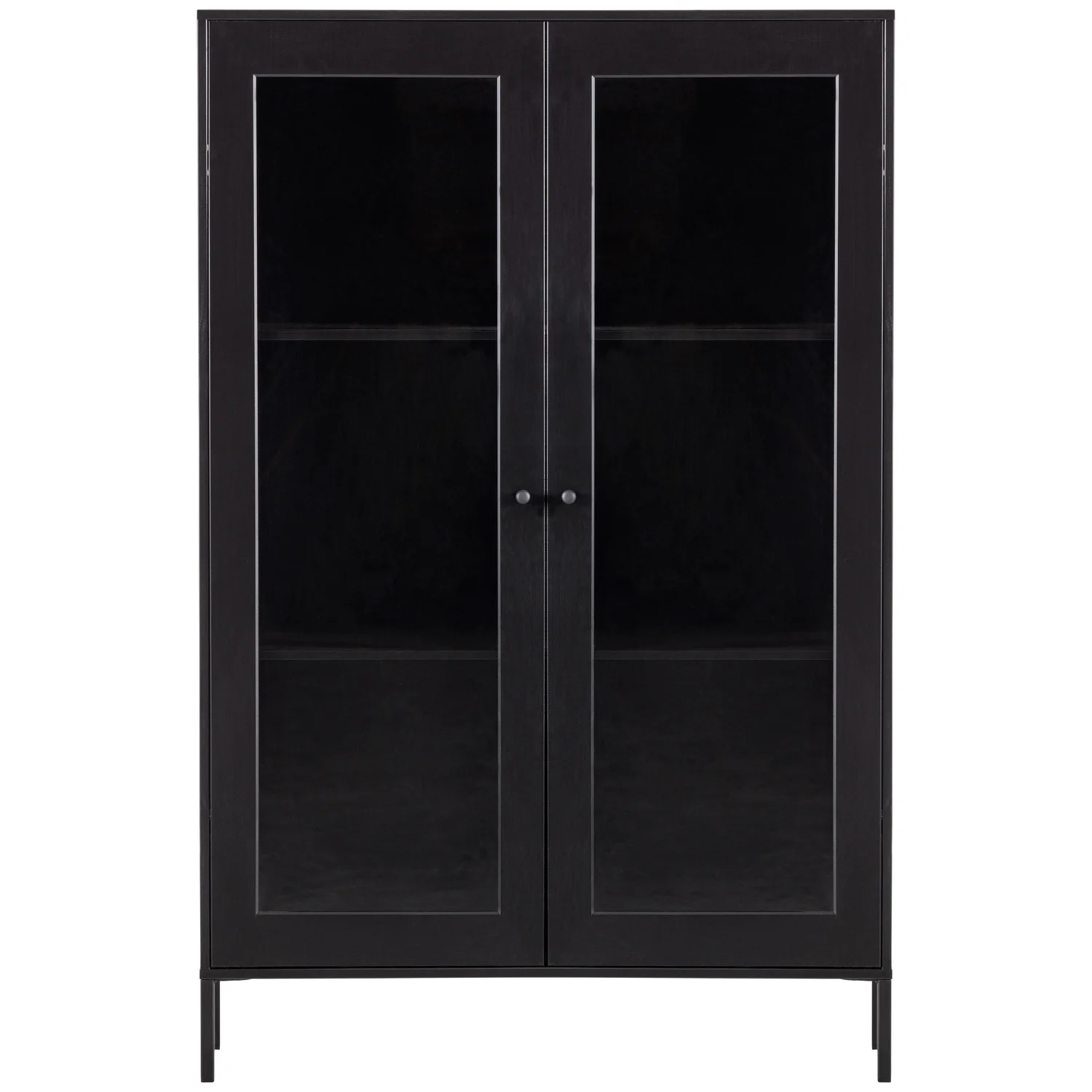 woood Vitrinenschrank XAM H 155 cm Schrank Holzschrank Kiefernholz schwarz