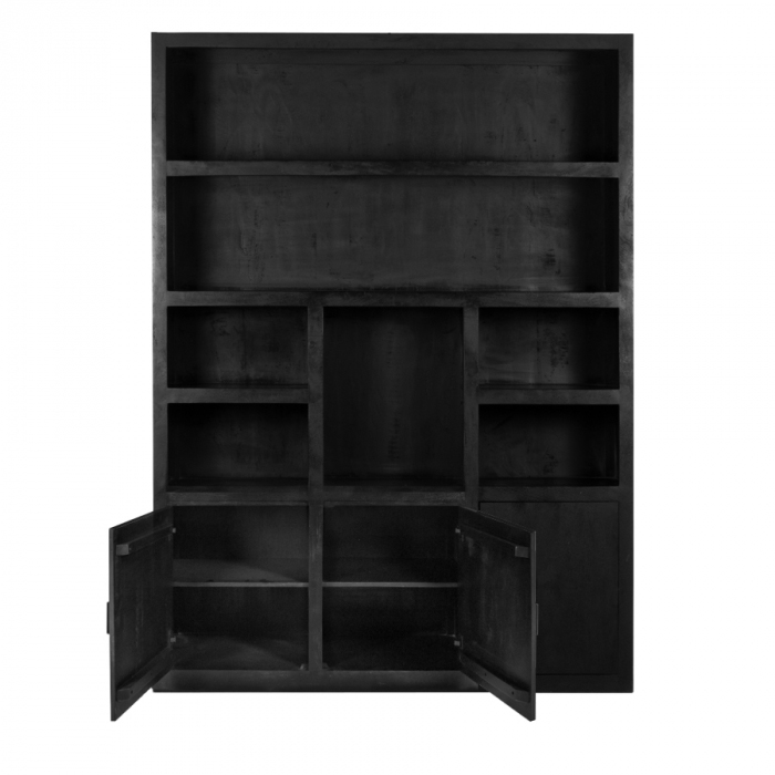 Bücherschrank XAVER B 160 cm Schrank Mangoholz schwarz