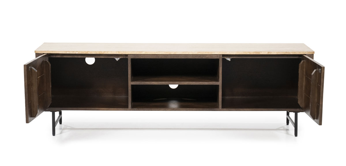 TV Möbel Lowboard Lio 170 cm Mango Holz Travertin