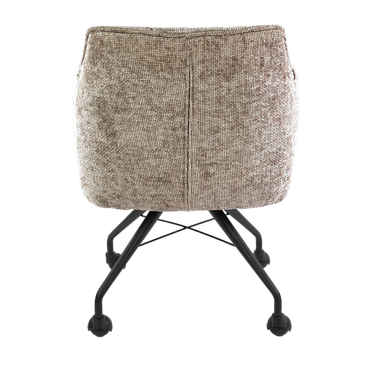 2er Set Armlehnstuhl Fino auf Rollen Chenille Stoff sandfarben