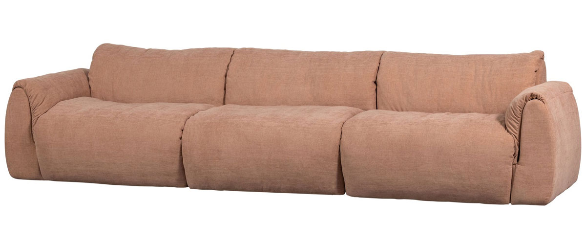 woood 3 Sitzer Sofa BAGGY Webstoff Chenille altrosa