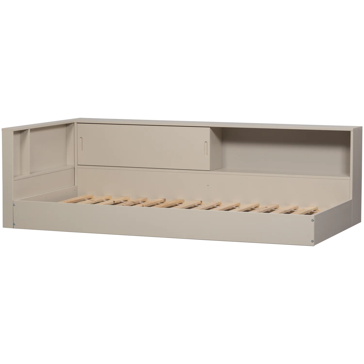 Einzelbett Eckbett links CARTER staubgrau 200 x 90 cm Kiefer Massivholz Bett