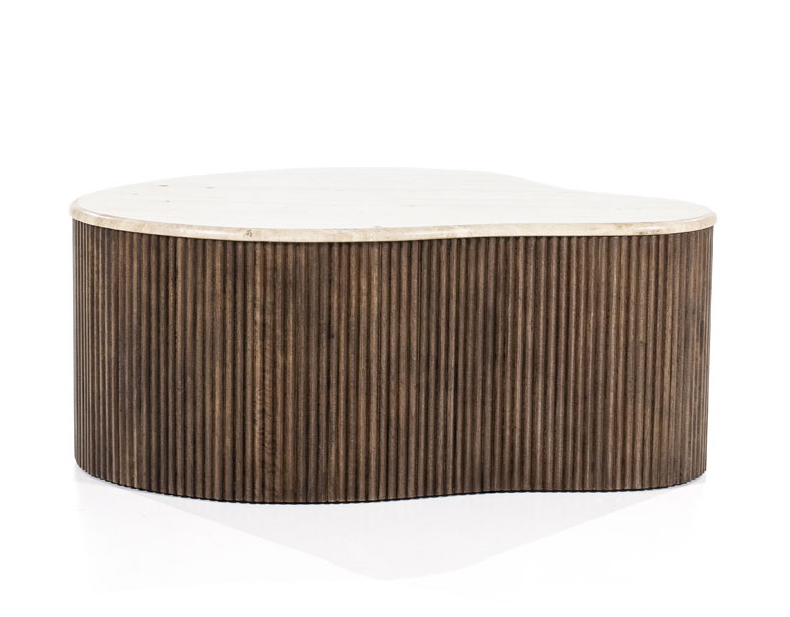 Couchtisch BARI 83 cm Mangoholz Naturstein organisch