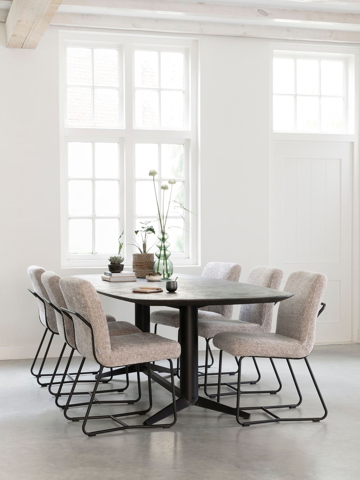 Esszimmerstuhl ZOLA gepolstert Samt beige sand