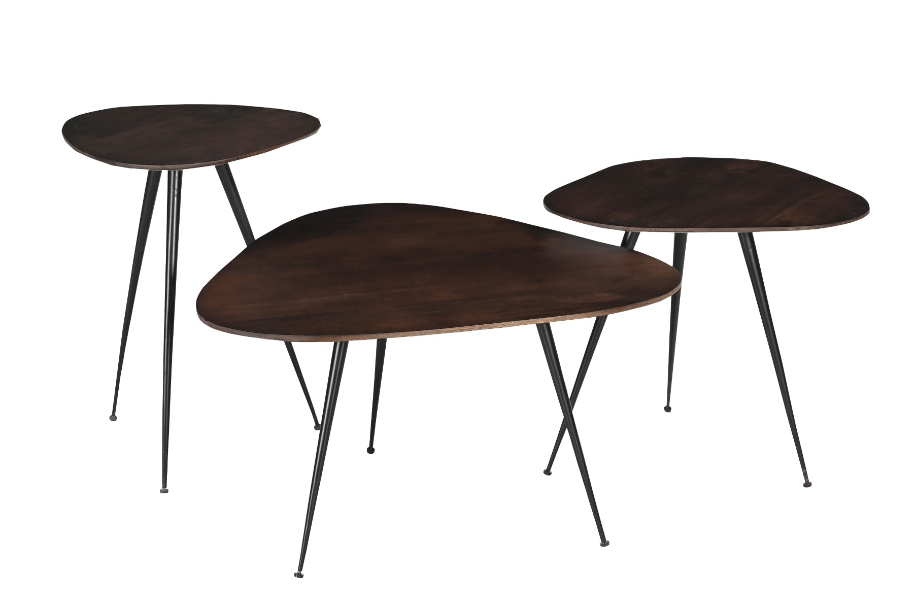 3er Set Couchtisch Loua Hartholz braun Metall