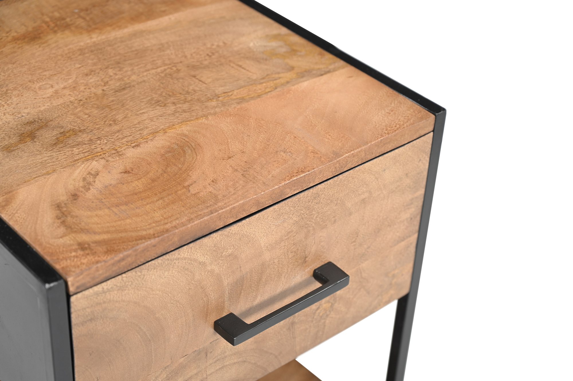 Nachtschränkchen Elin H 60 cm Mangoholz Metall Nachttisch