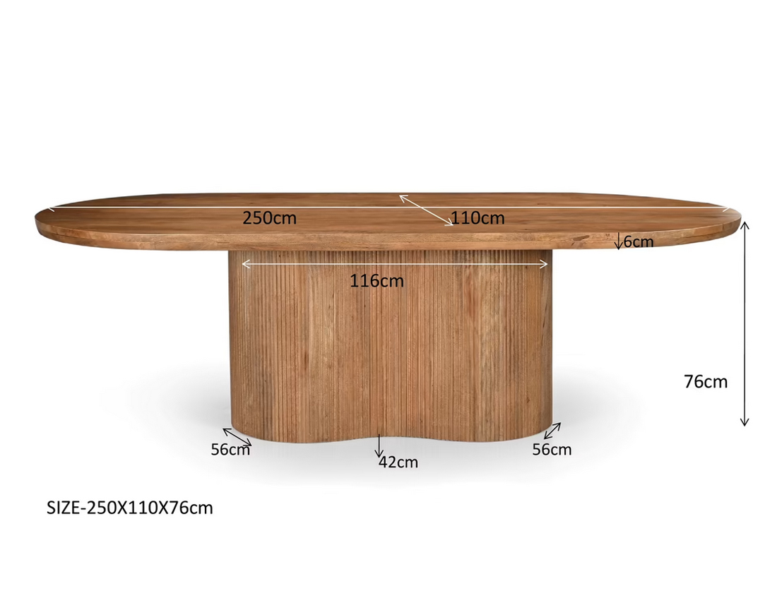 Esstisch MARSEILLE 250 cm oval Mango Holz natur hellbraun