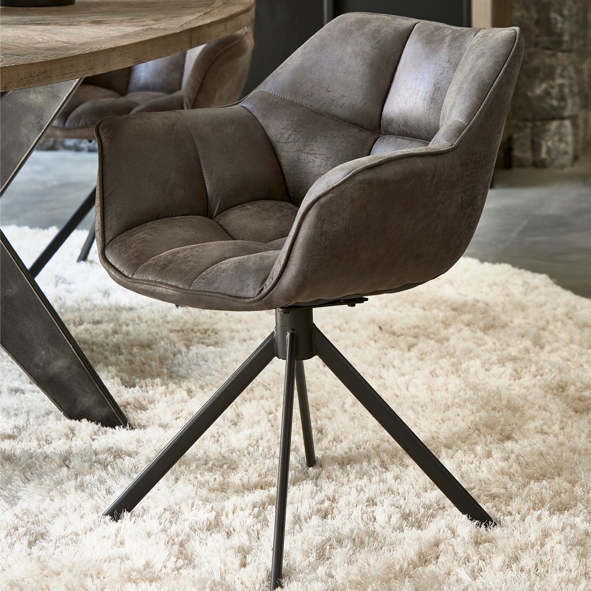 Rivièra Maison CARNABY Armlehnstuhl drehbar Espresso dunkelbraun