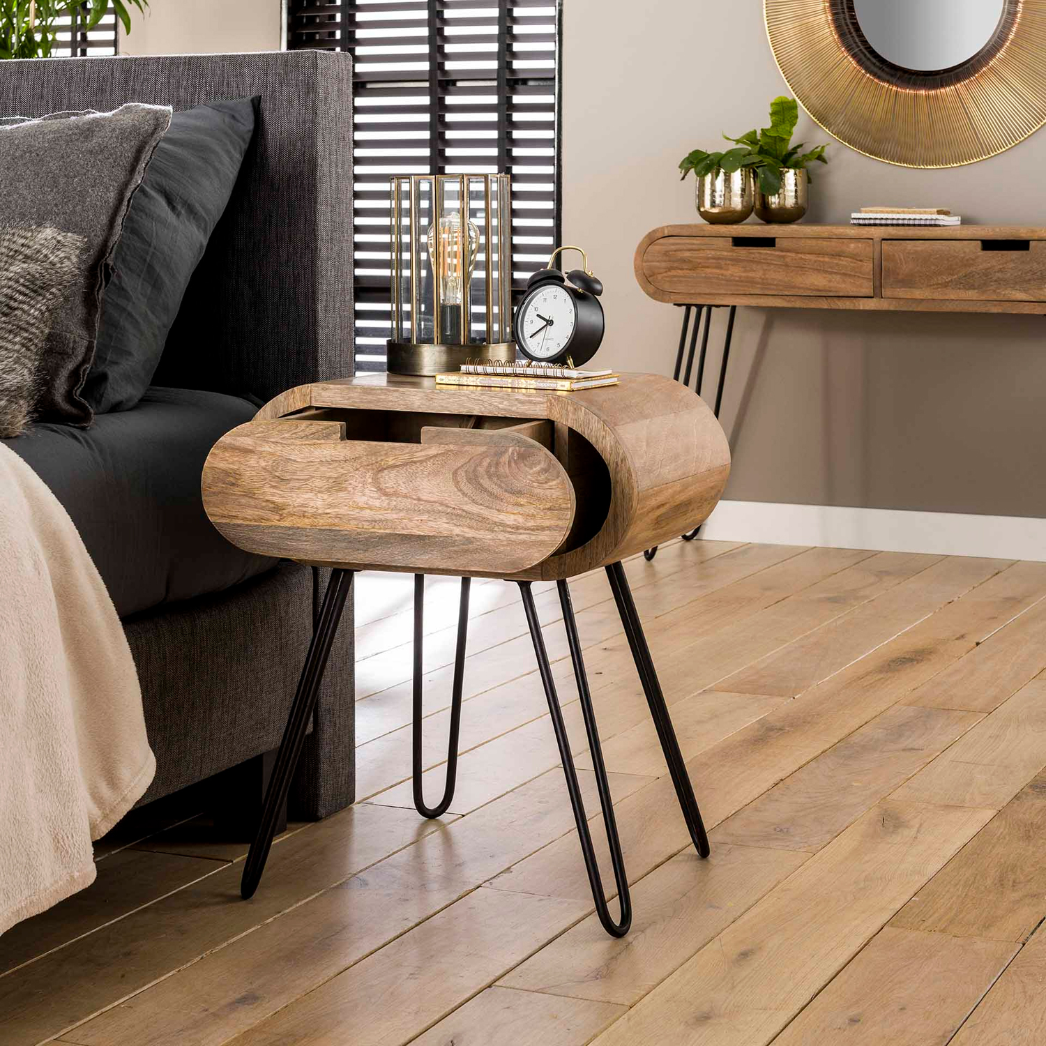 Nachttisch BALOU H 60 cm 1 Schublade Mango Holz