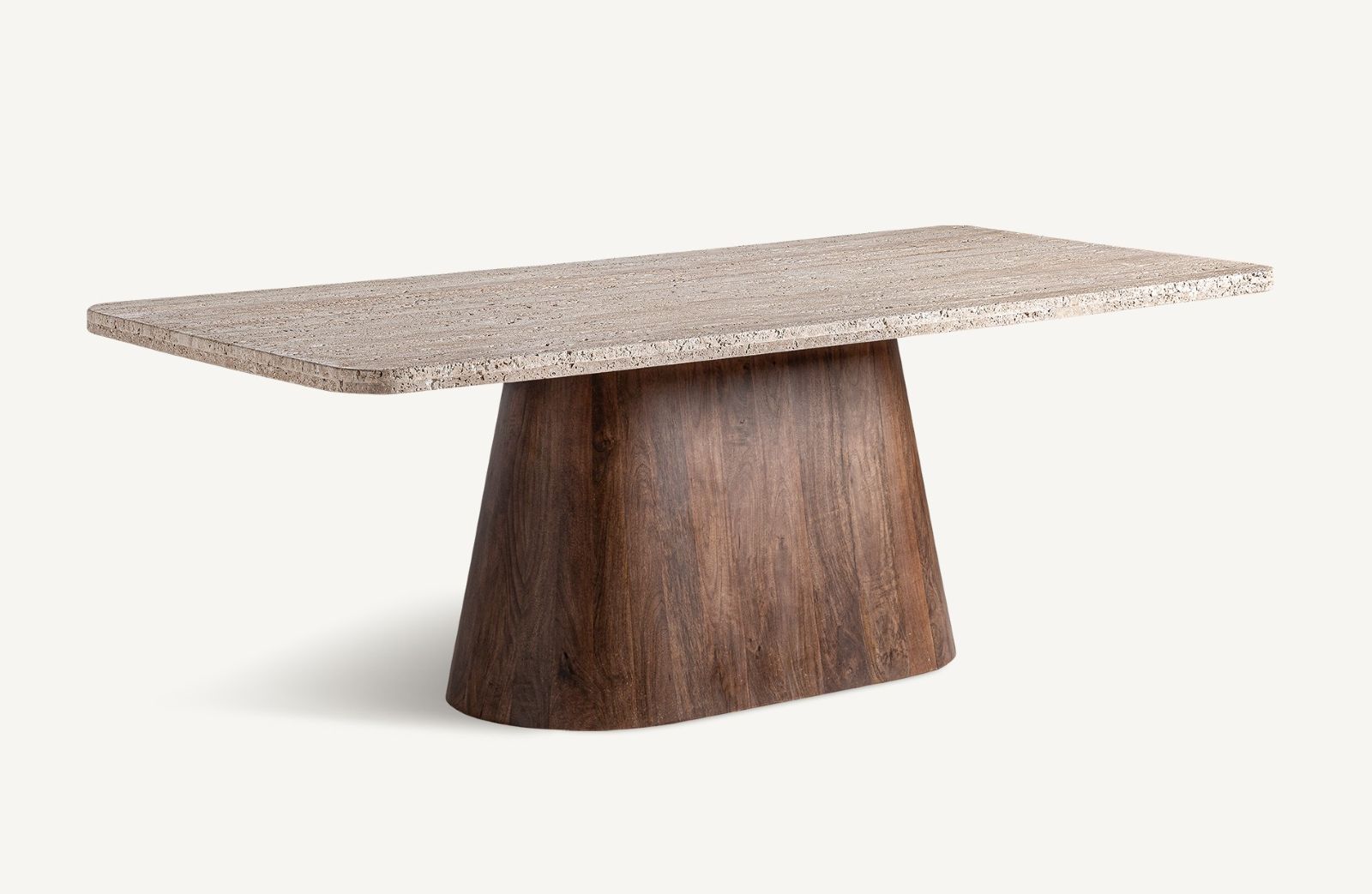 Designer Esstisch „Sannum“ 220 cm Travertin Mangoholz