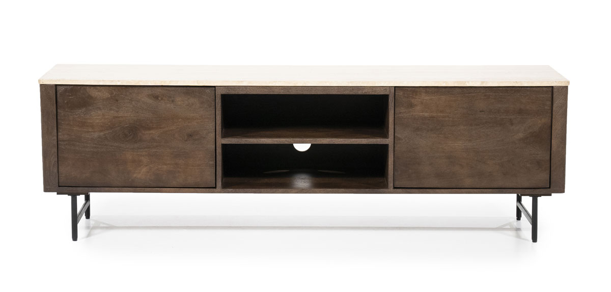 TV Möbel Lowboard Lio 170 cm Mango Holz Travertin