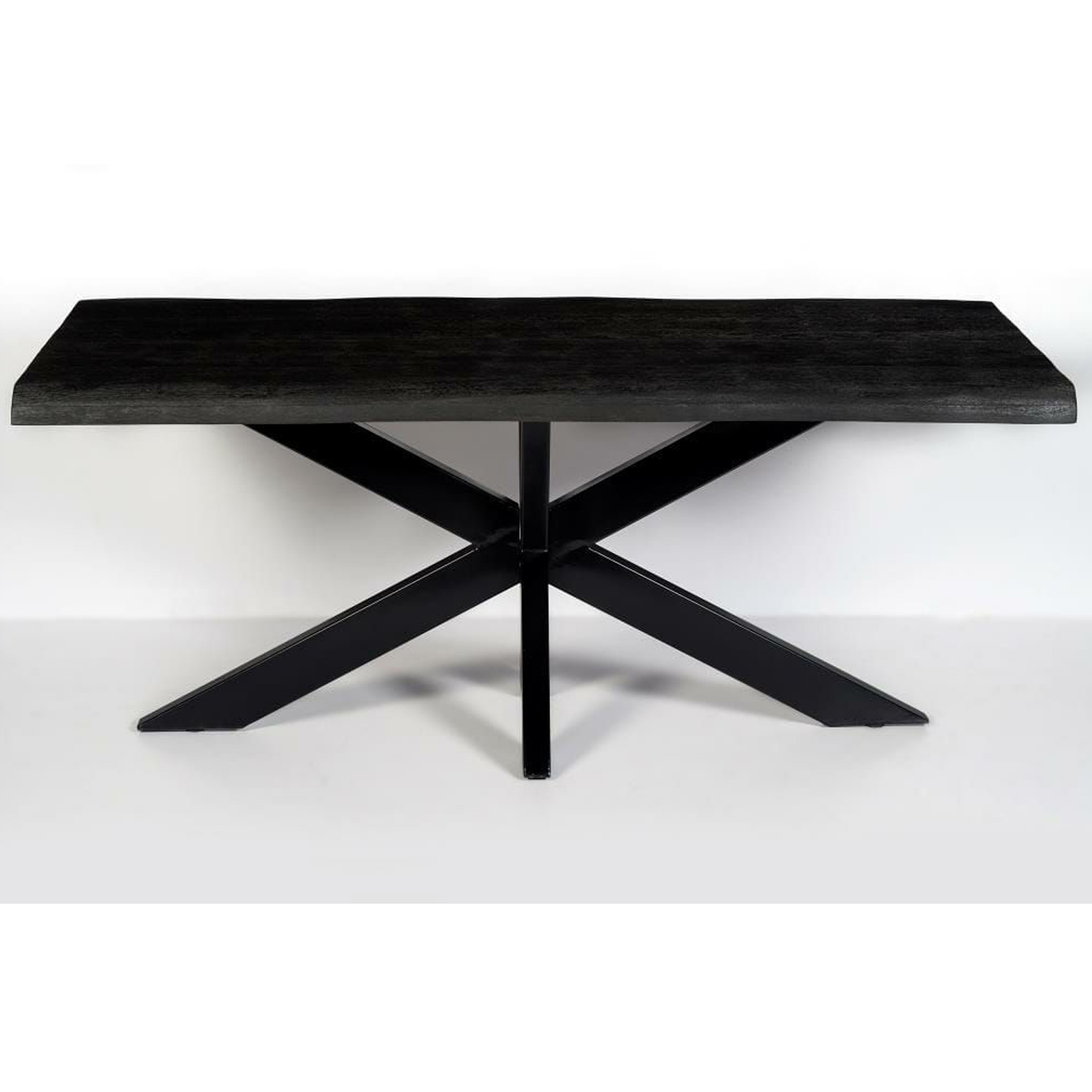 Esstisch Spider 240 x 100 cm Mangoholz schwarz Baumkante