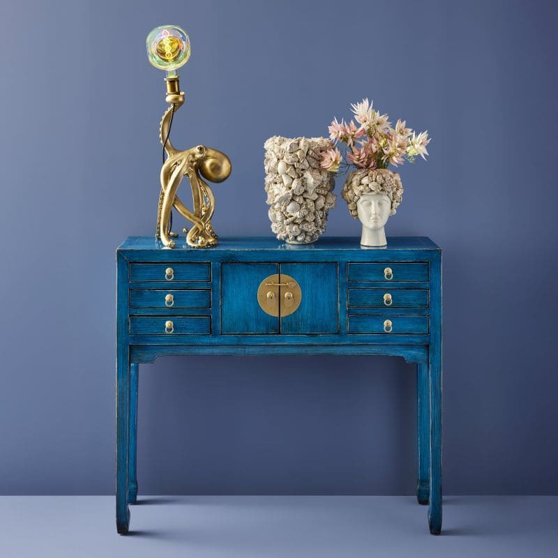 Konsolentisch Majesté 100 cm Ulmen- und Kiefernholz vintage blau