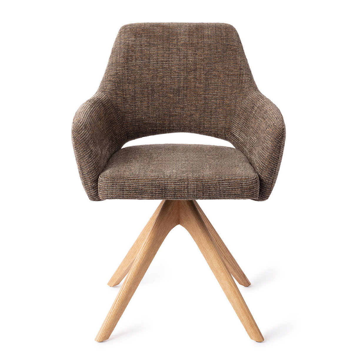 Esszimmerstuhl YANAI drehbar – Kastanie mit Gestell in Eiche hell