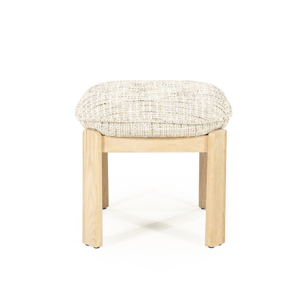 Sitzhocker Hocker Lottie 48 x 48 cm Eiche Massivholz Bezug Nori beige
