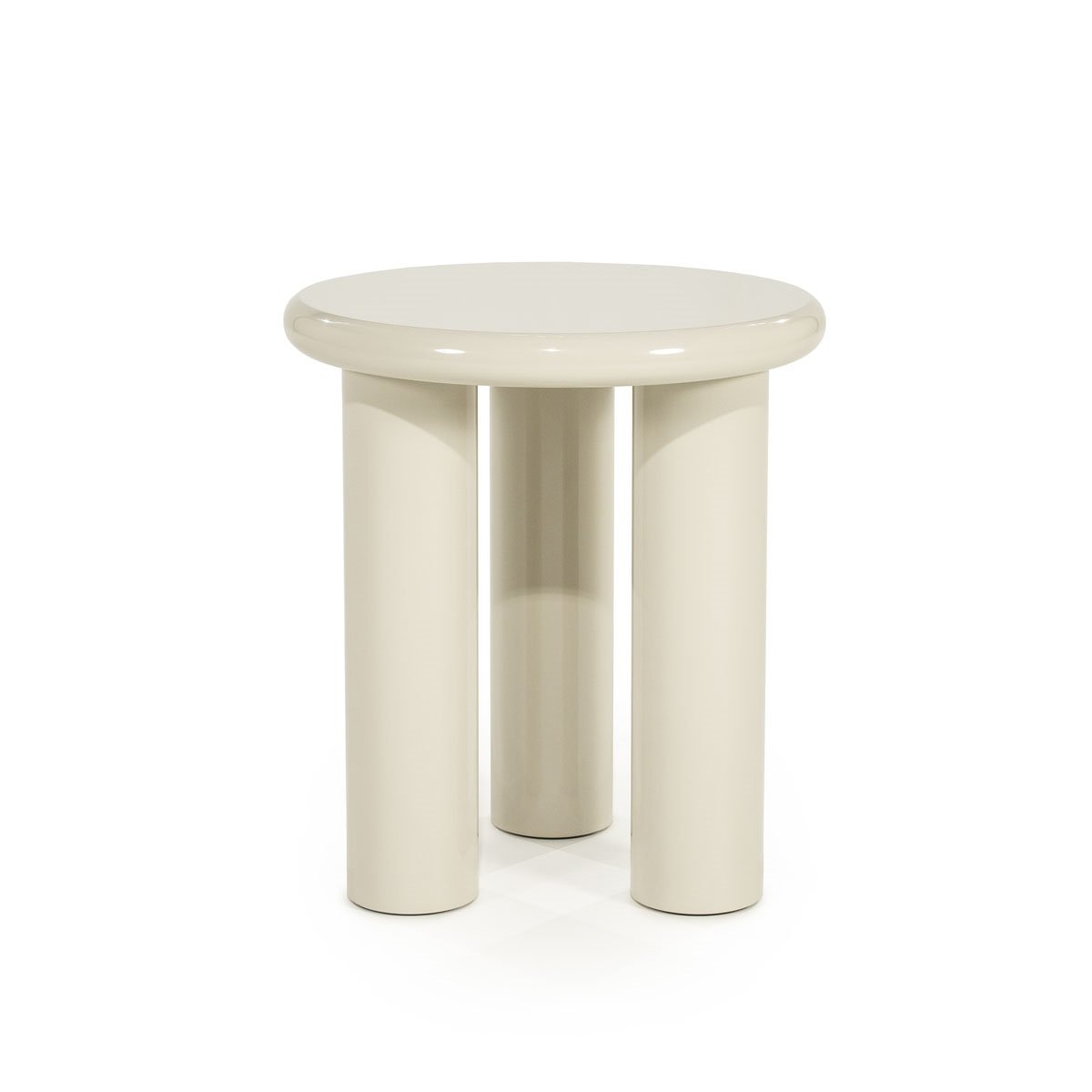 Beistelltisch Bloop Ø 45 cm MDF High Gloss beige Anstelltisch