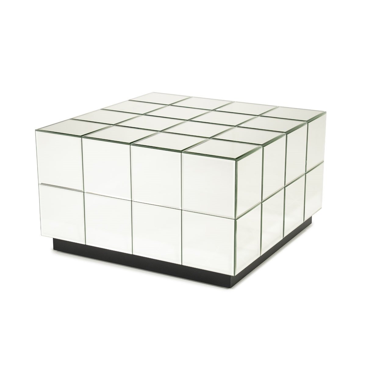 Couchtisch FlectronI 60 x 60 cm Spiegelglas Massivholz Beistelltisch