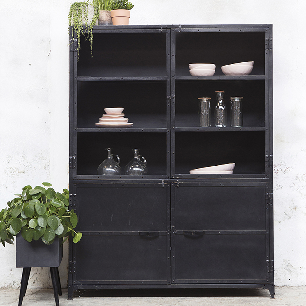 Industrie Vitrine MARA Metall schwarz