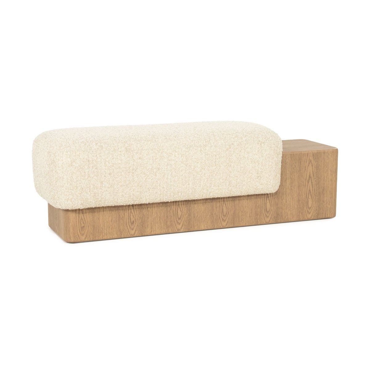 Sitzbank Bank George 133 cm Esche Furnier Stoff Flou beige