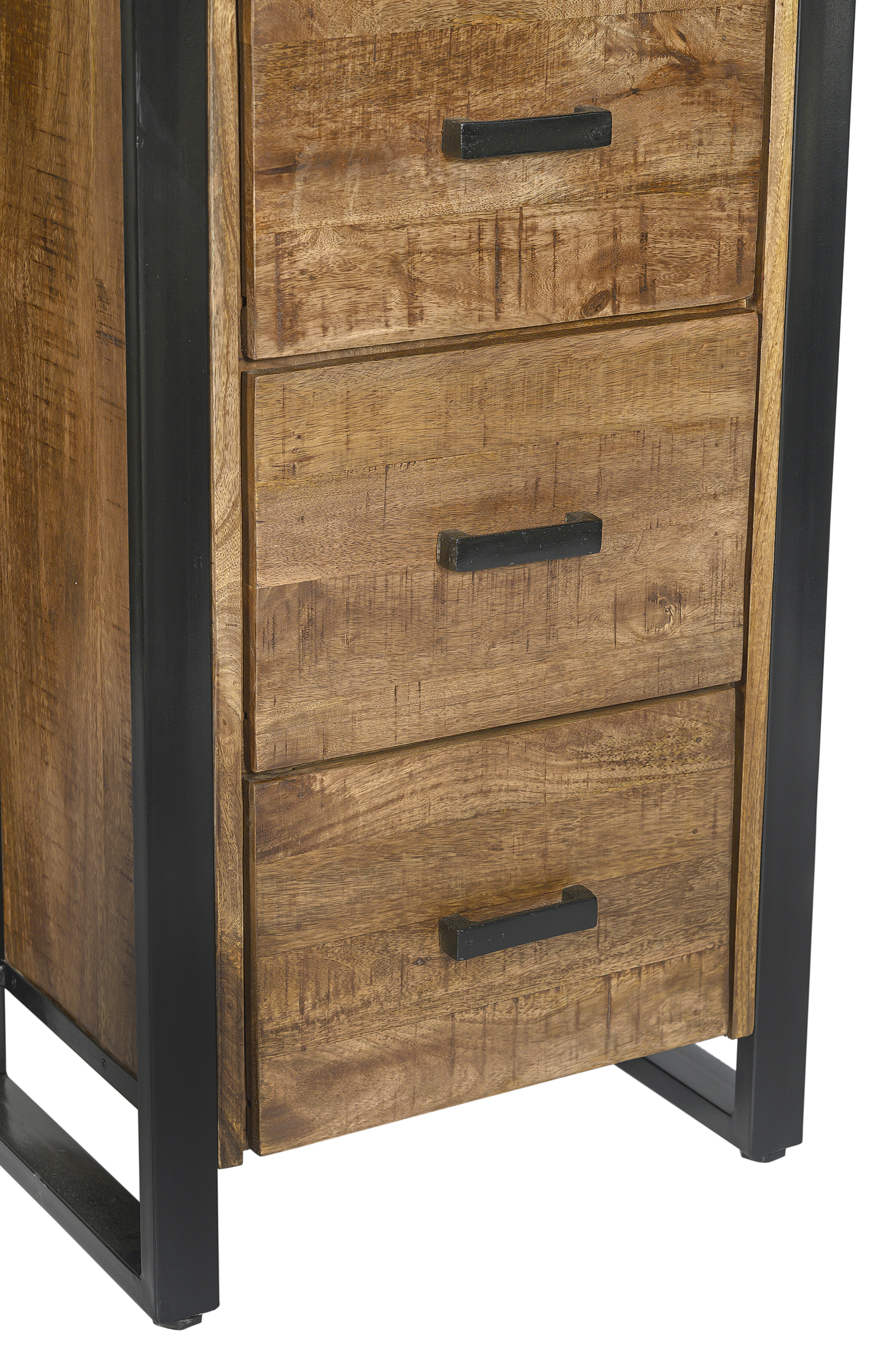 Schank Regal mit 3 Schubladen Nairobi B 55 cm Mangoholz massiv Bücherschrank