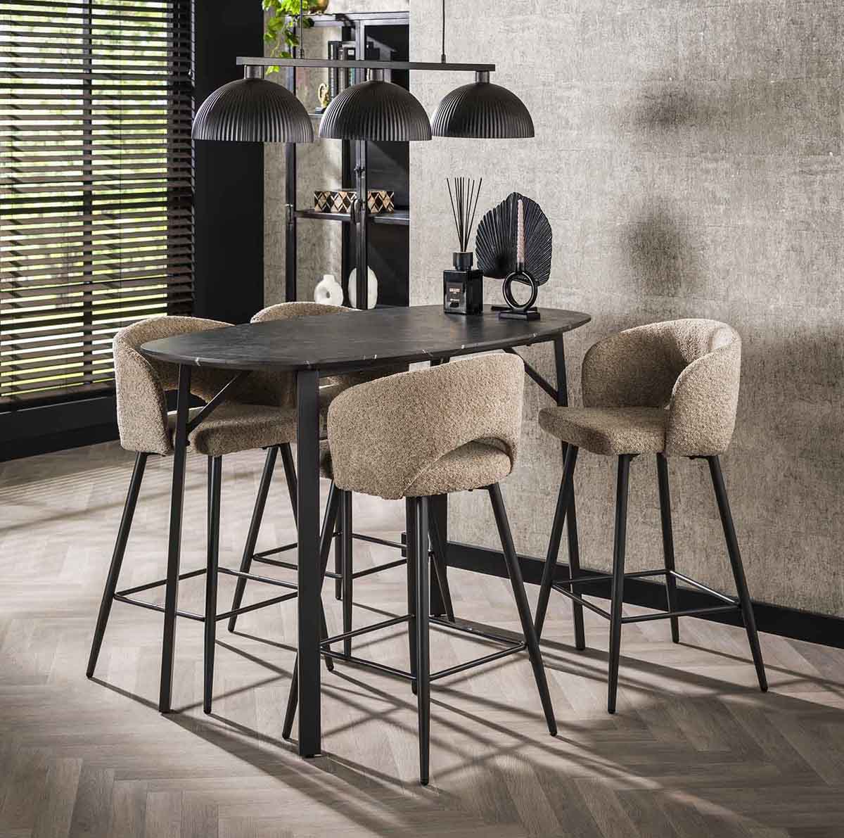 Bartisch oval 140 x 75 cm Keramikoptik