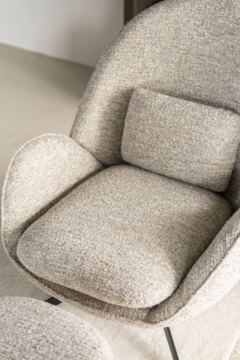 Sessel Ryan Stoff beige mit Hocker Relaxsessel Fernsehsessel