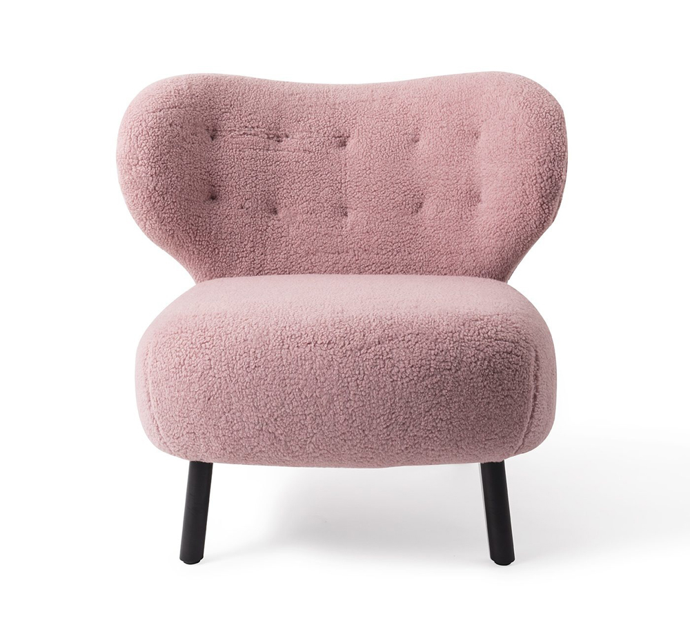 Retro Lounge Sessel Kita rosa pink Teddy Stoff