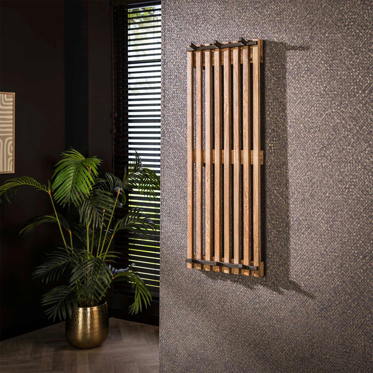 Wandgarderobe Strong H 100 cm 2x3 Haken Mango Massivholz Metall Wandgarderobe Strong H 100 cm 2x3 Haken Mango Massivholz Metall