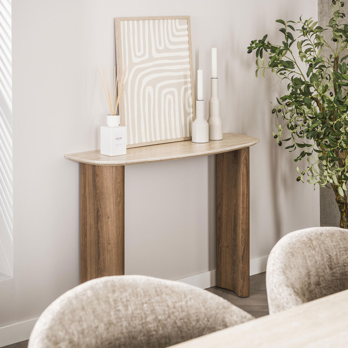 Schminktisch Konsolentisch FLORENZO 100 cm Keramikplatte Eichenoptik