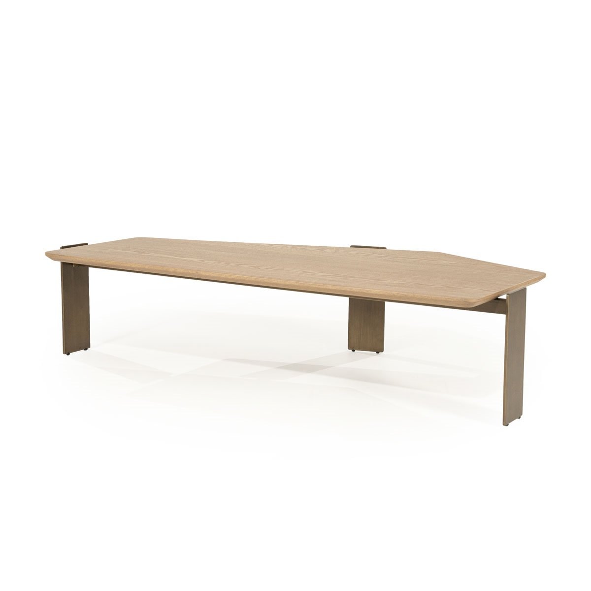 Couchtisch Robert 150 x 70 cm Eschenholz Furnier braun Metall
