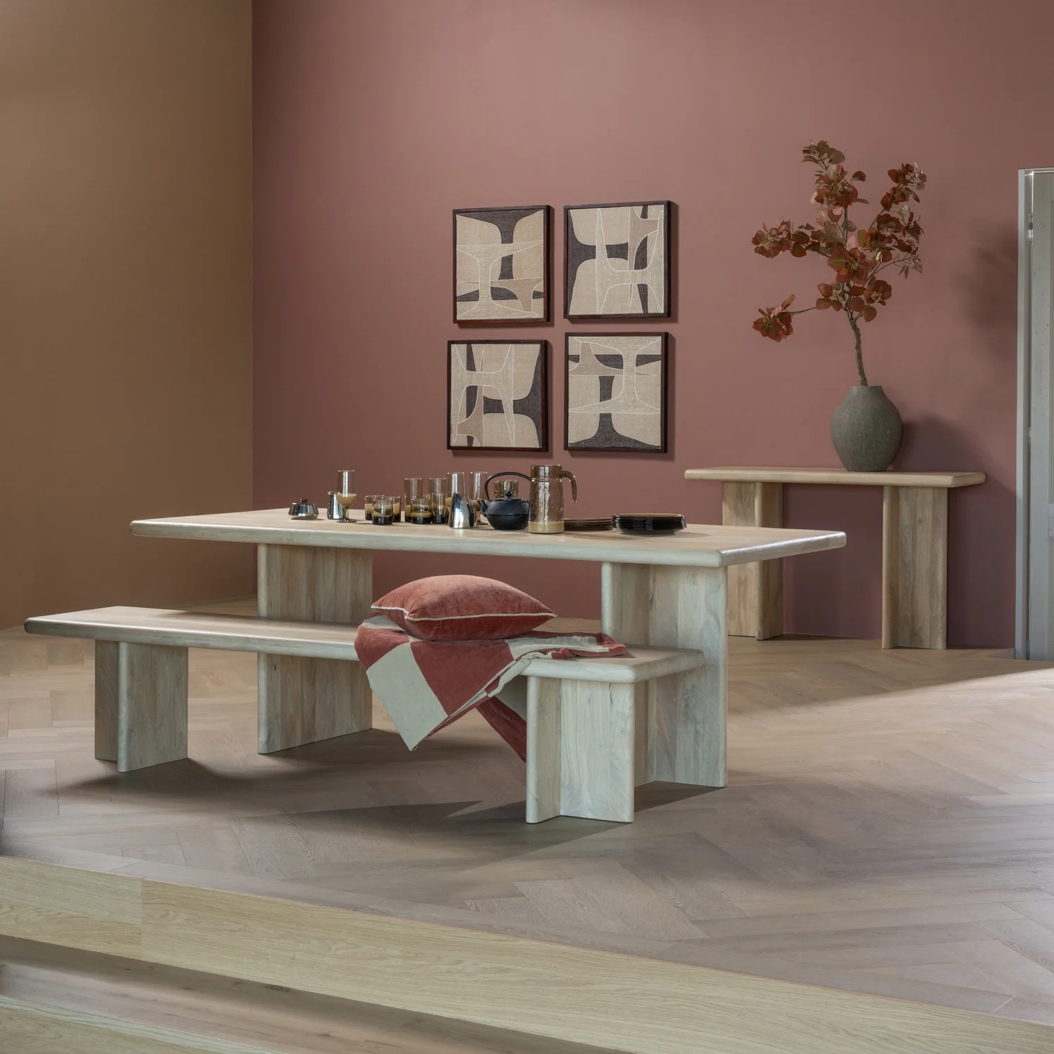 Esstisch ATO 180 x 90 cm Mangoholz mit Maserung natur