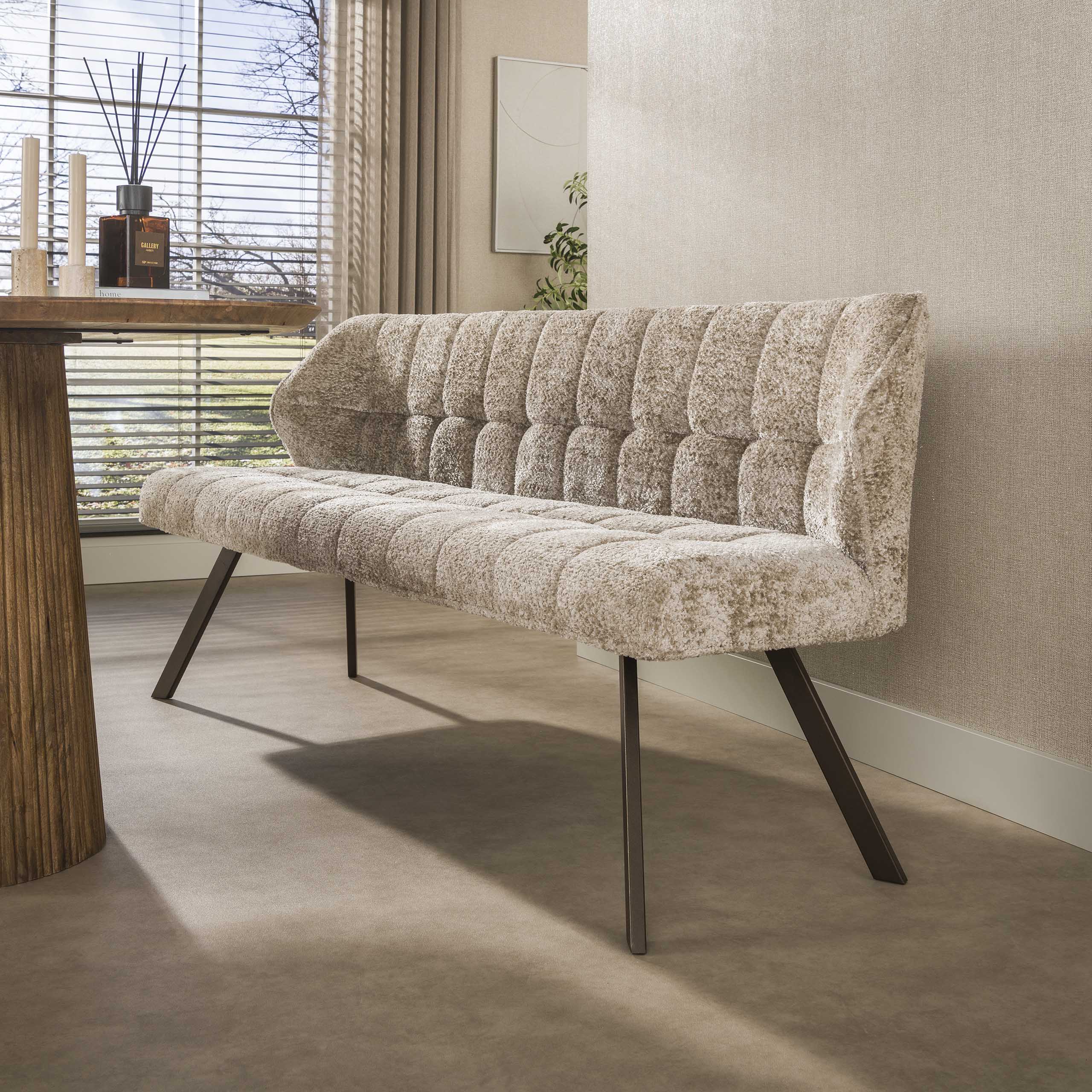 Esszimmerbank Fino Soft-Teddy sand Beine braun