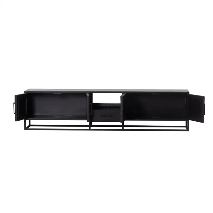 Industrie TV Möbel Lowboard BOB 210 cm Mangoholz Fischgrät schwarz