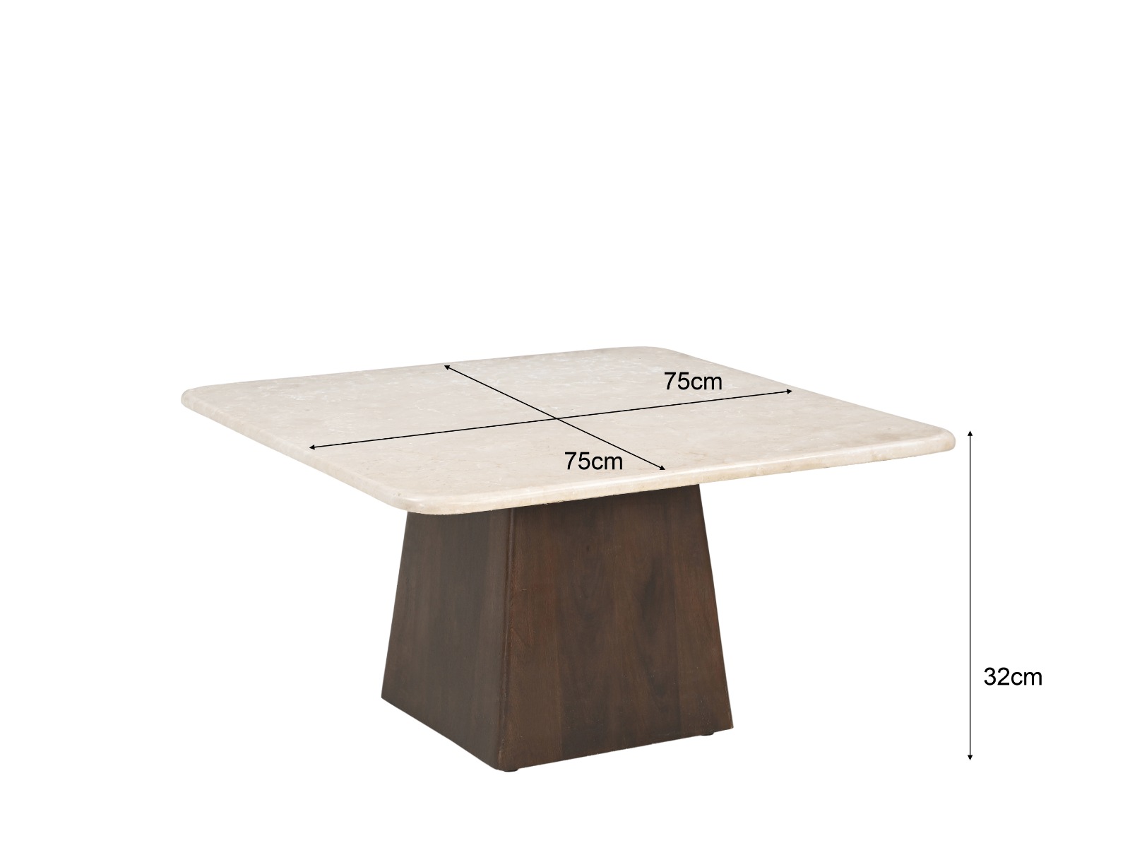 Couchtisch Bottecino 75 x 75 cm Mangoholz braun Marmor