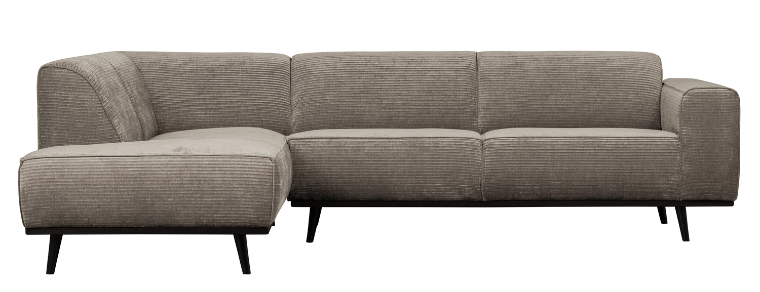 Ecksofa Statement Rib Cord lehmfarben Chaiselongue links